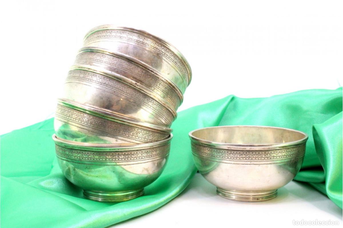 Antig&uuml;edades: Juego de 6 vasos de lavabo de platas. - Foto 3