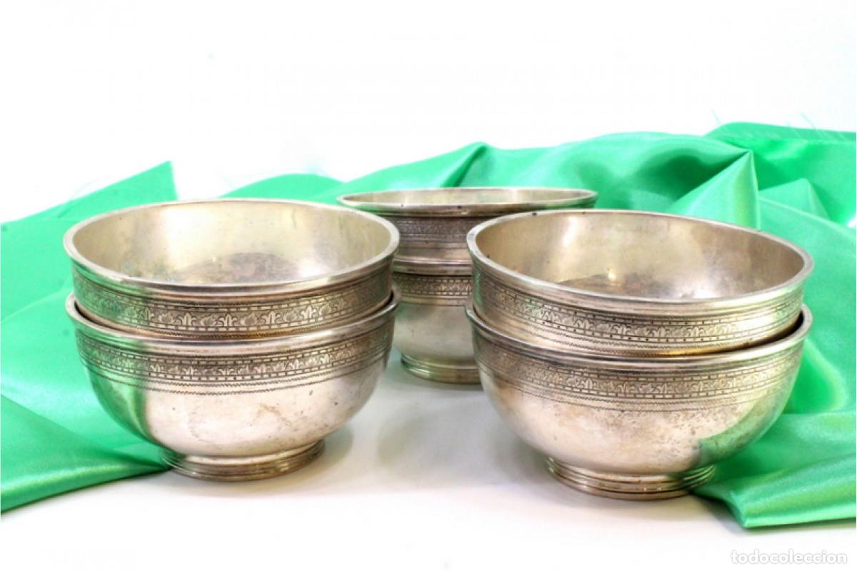 Antig&uuml;edades: Juego de 6 vasos de lavabo de platas. - Foto 4