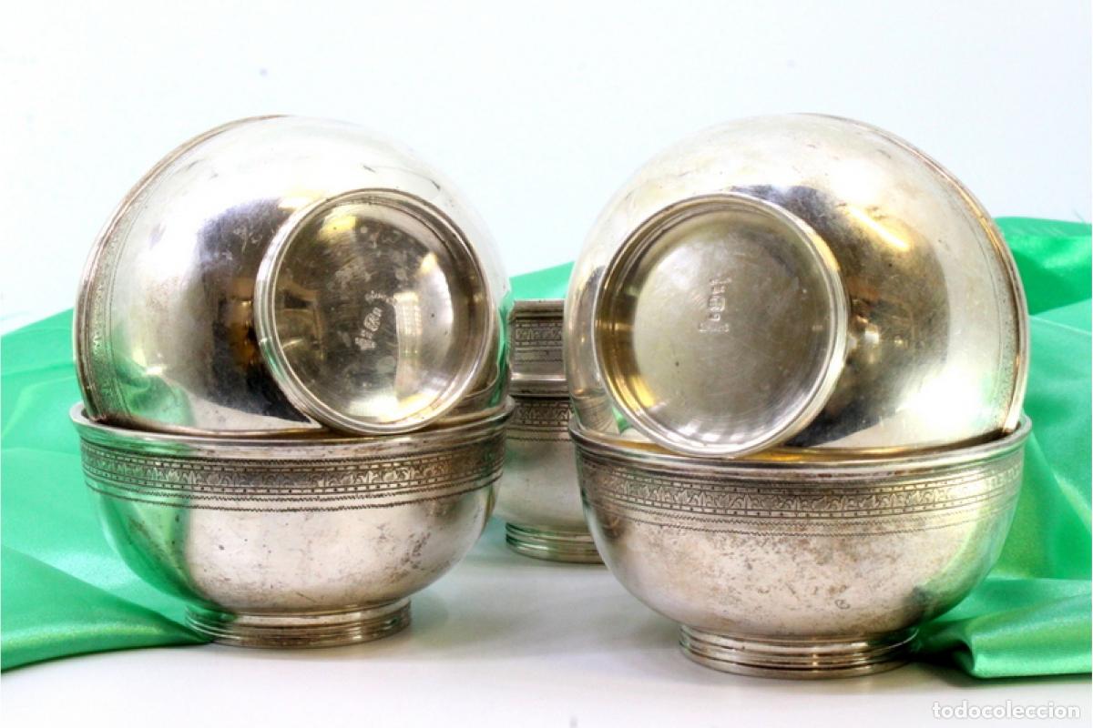 Antig&uuml;edades: Juego de 6 vasos de lavabo de platas. - Foto 5