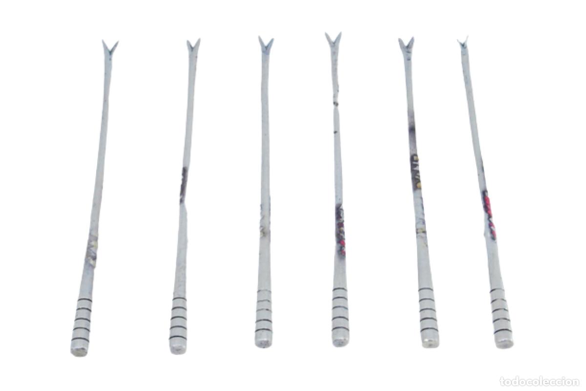 Antiquit&eacute;s: Juego de 6 palillos de dientes de platas