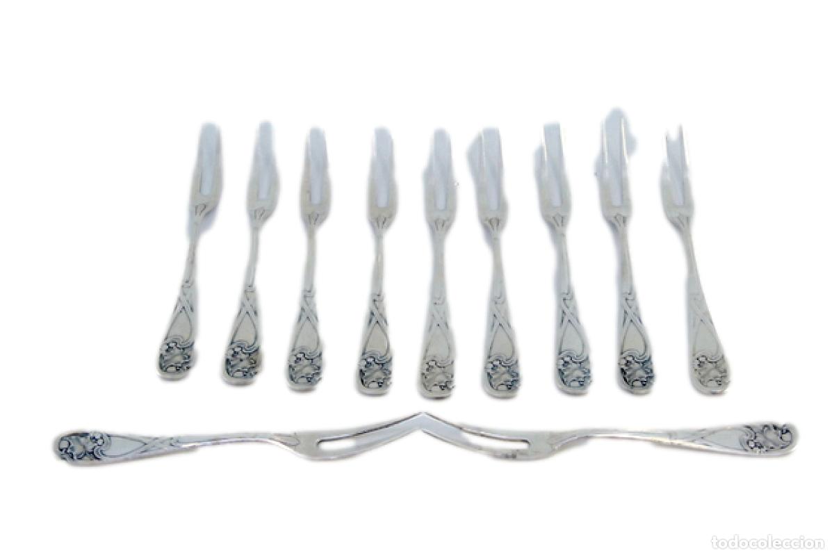 Oggetti Antichi: Juego de 6 tenedores de postre de plata