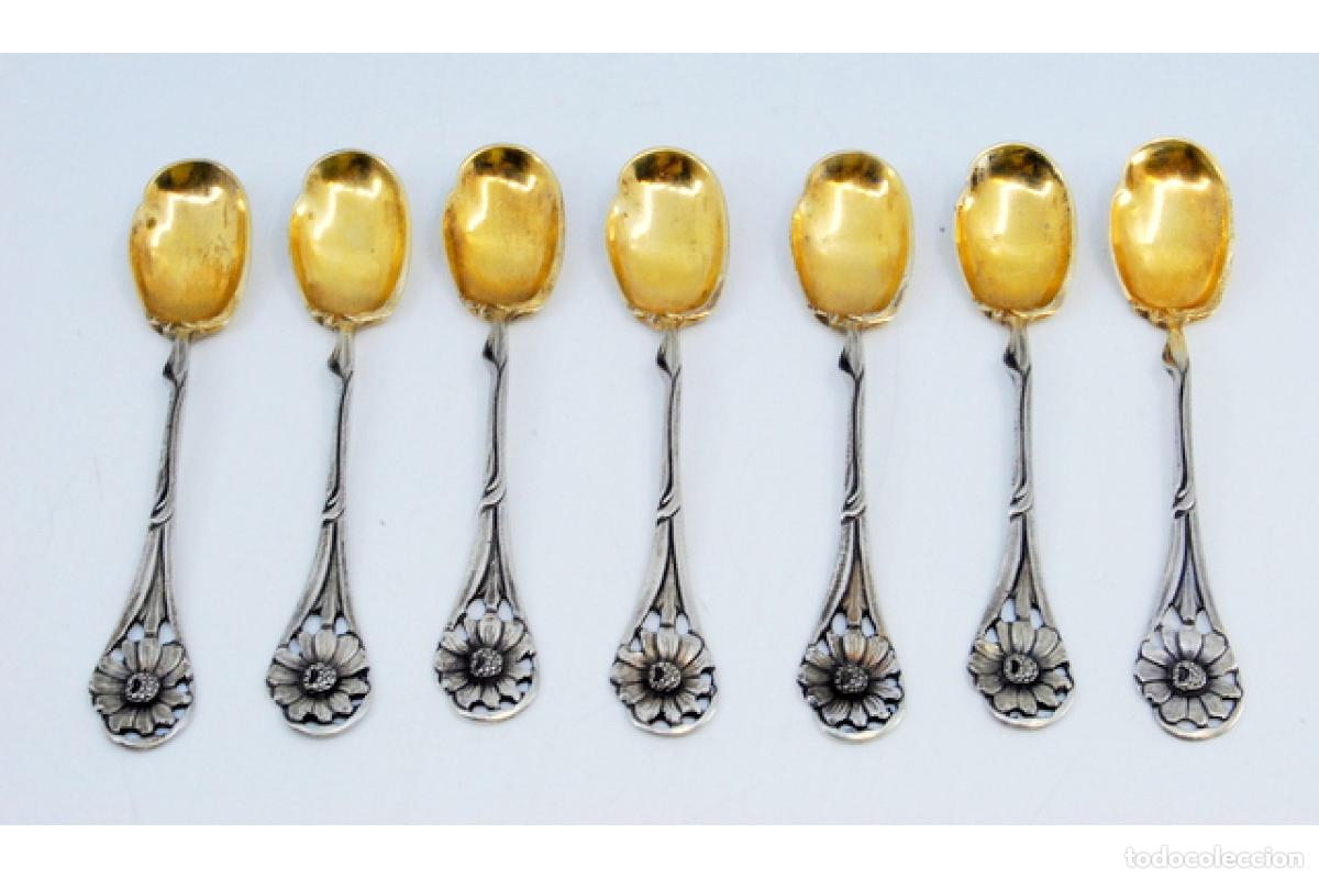 Antig&uuml;edades: Juego de 7 cucharas de plata - Foto 2