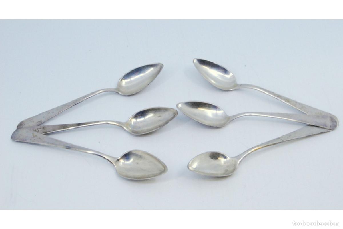Antig&uuml;edades: Juego de 6 cucharillas de caf&eacute; de plata - Foto 2
