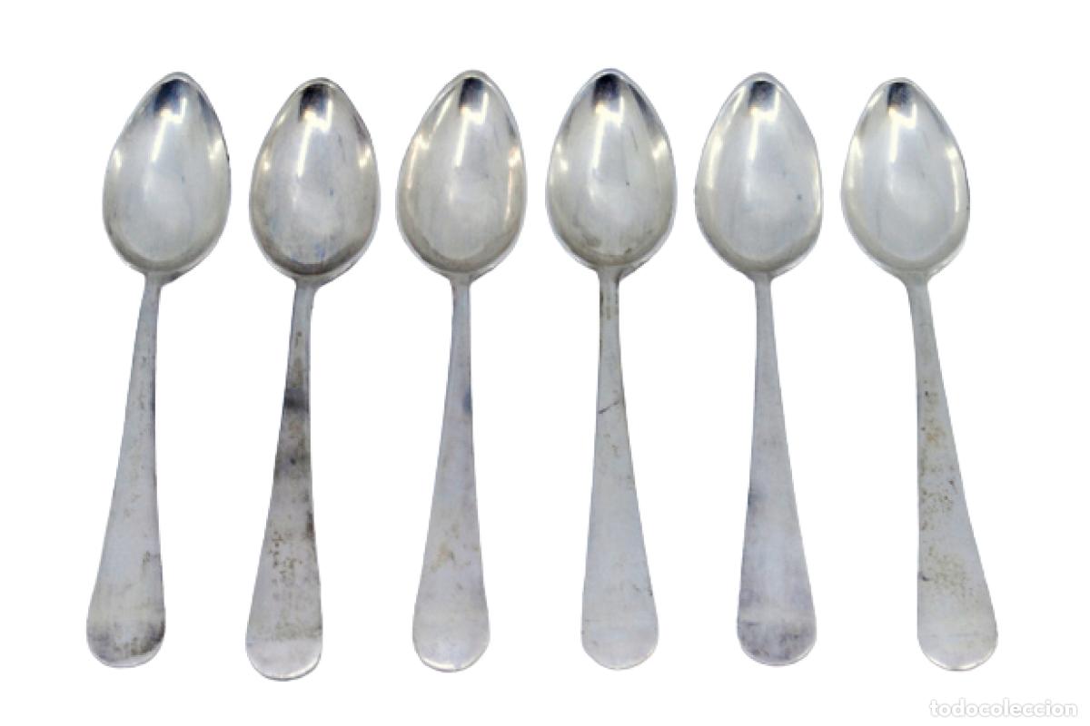 Antig&uuml;edades: Juego de 6 cucharillas de caf&eacute; de plata - Foto 1
