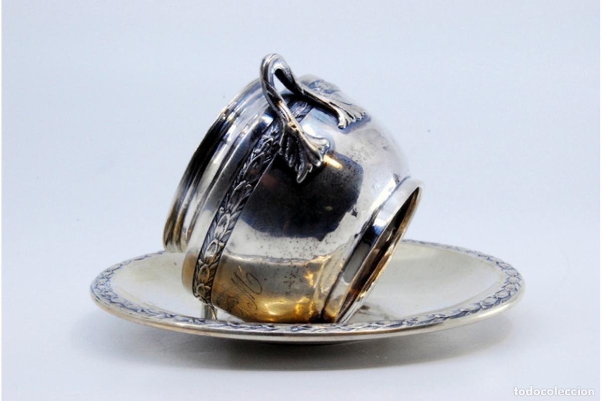 Antig&uuml;edades: Taza y platillo, de plata - Espigas de trigo - Foto 3