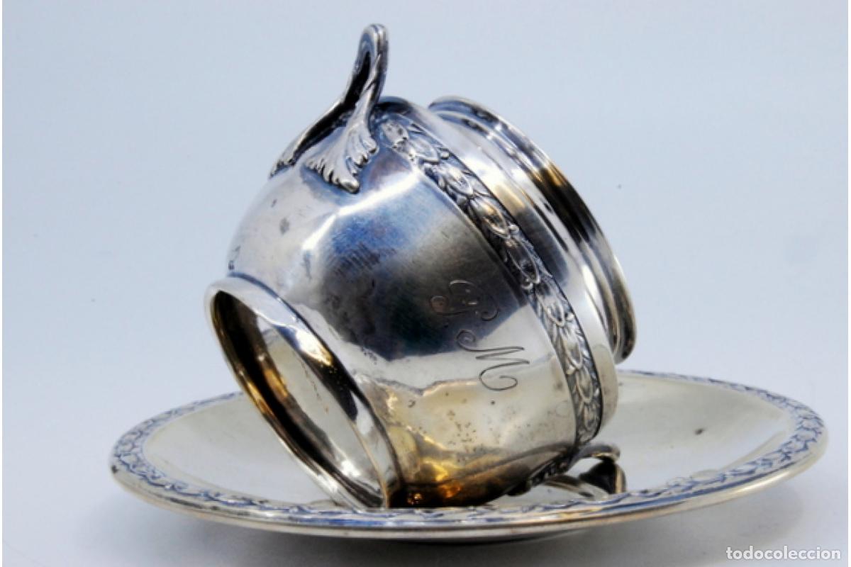 Antig&uuml;edades: Taza y platillo, de plata - Espigas de trigo - Foto 4