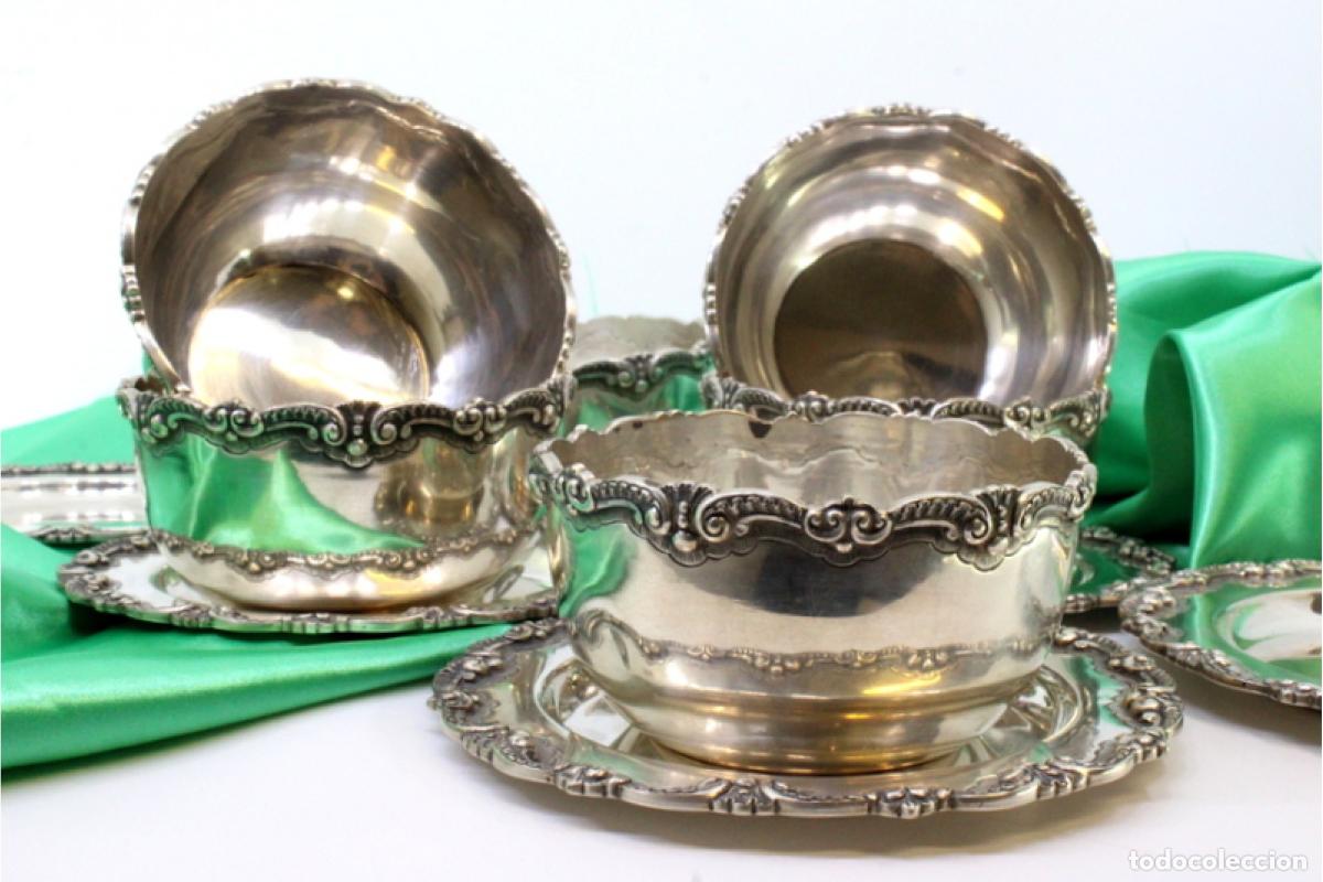Antig&uuml;edades: Juego de 6 vasos de lavabo de platas. - Foto 2