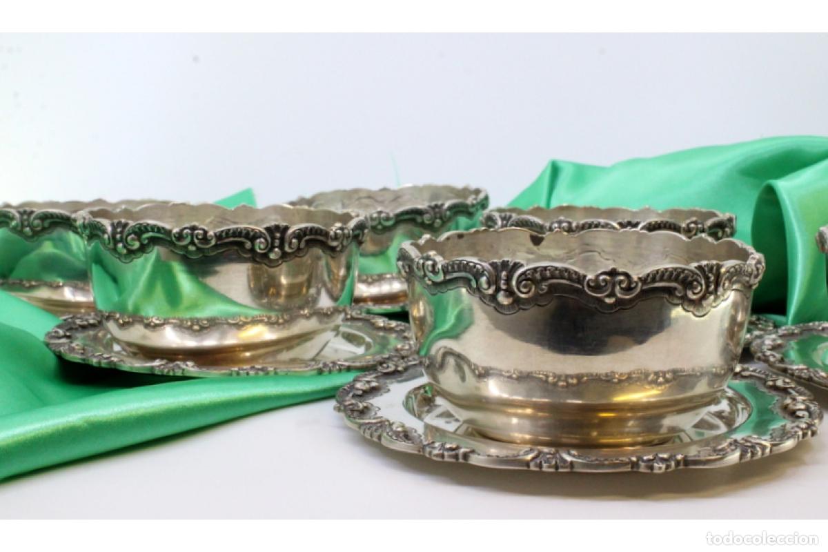 Antig&uuml;edades: Juego de 6 vasos de lavabo de platas. - Foto 3