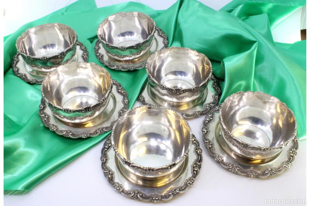 Antig&uuml;edades: Juego de 6 vasos de lavabo de platas. - Foto 4