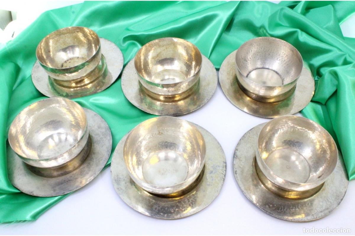 Antig&uuml;edades: Juego de 6 vasos de lavabo de platas.