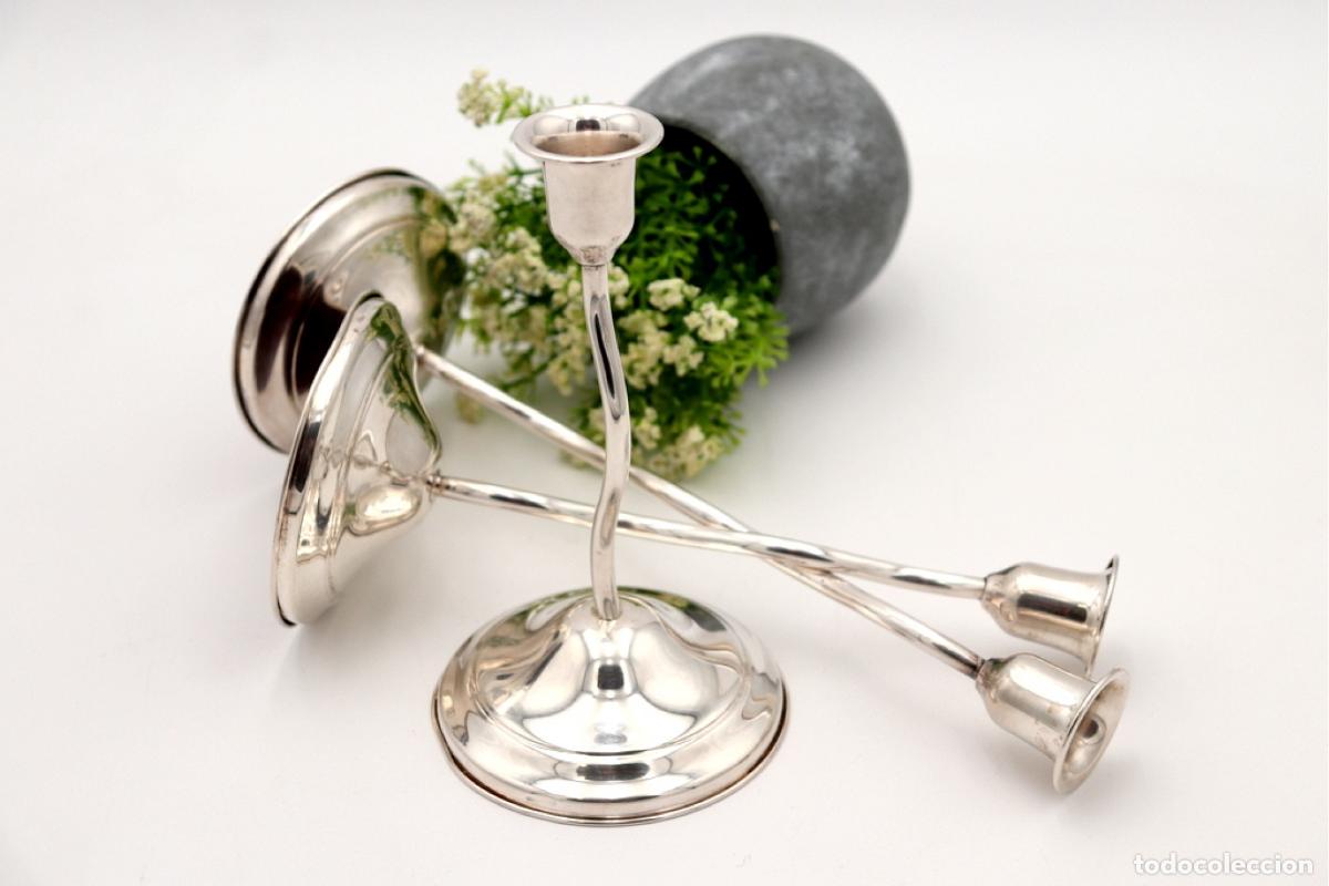 Antig&uuml;edades: Juego de 3 candelabros de plata - Foto 5