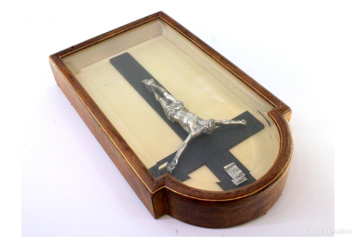 Antig&uuml;edades: Crucifijo de plata con caja de madera. - Foto 10