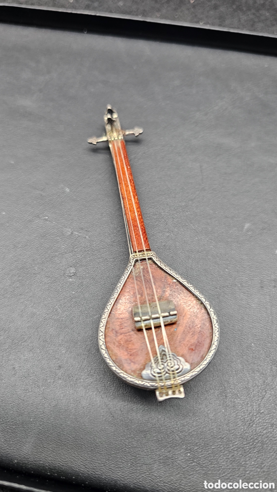 Oggetti Antichi: Instrumento miniatura de plata de ley y madera de raiz