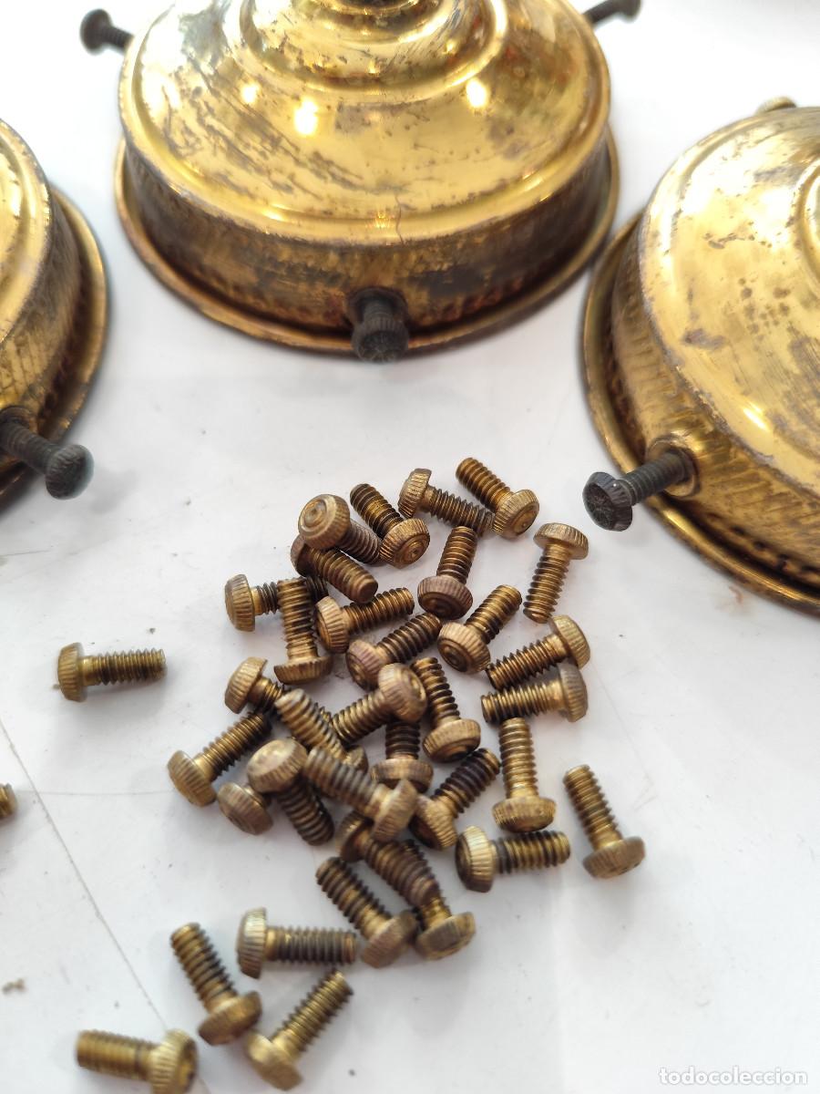 Antig&uuml;edades: 12 tornillitos antiguos originales laton tornillos tulipas cuello tornasol modernistas