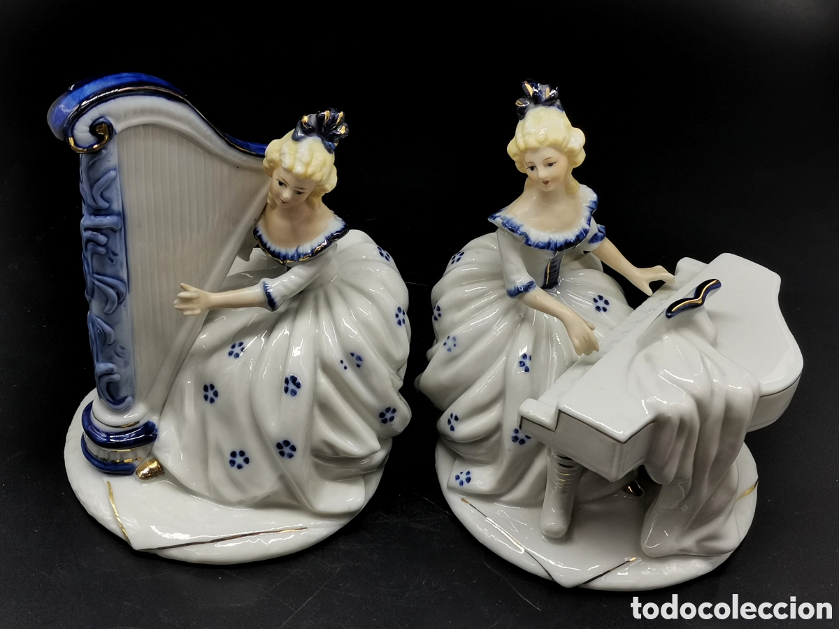 Oggetti Antichi: PAREJA JIGURAS DAMAS CER&Aacute;MICA JAPONESA A&Ntilde;OS 70