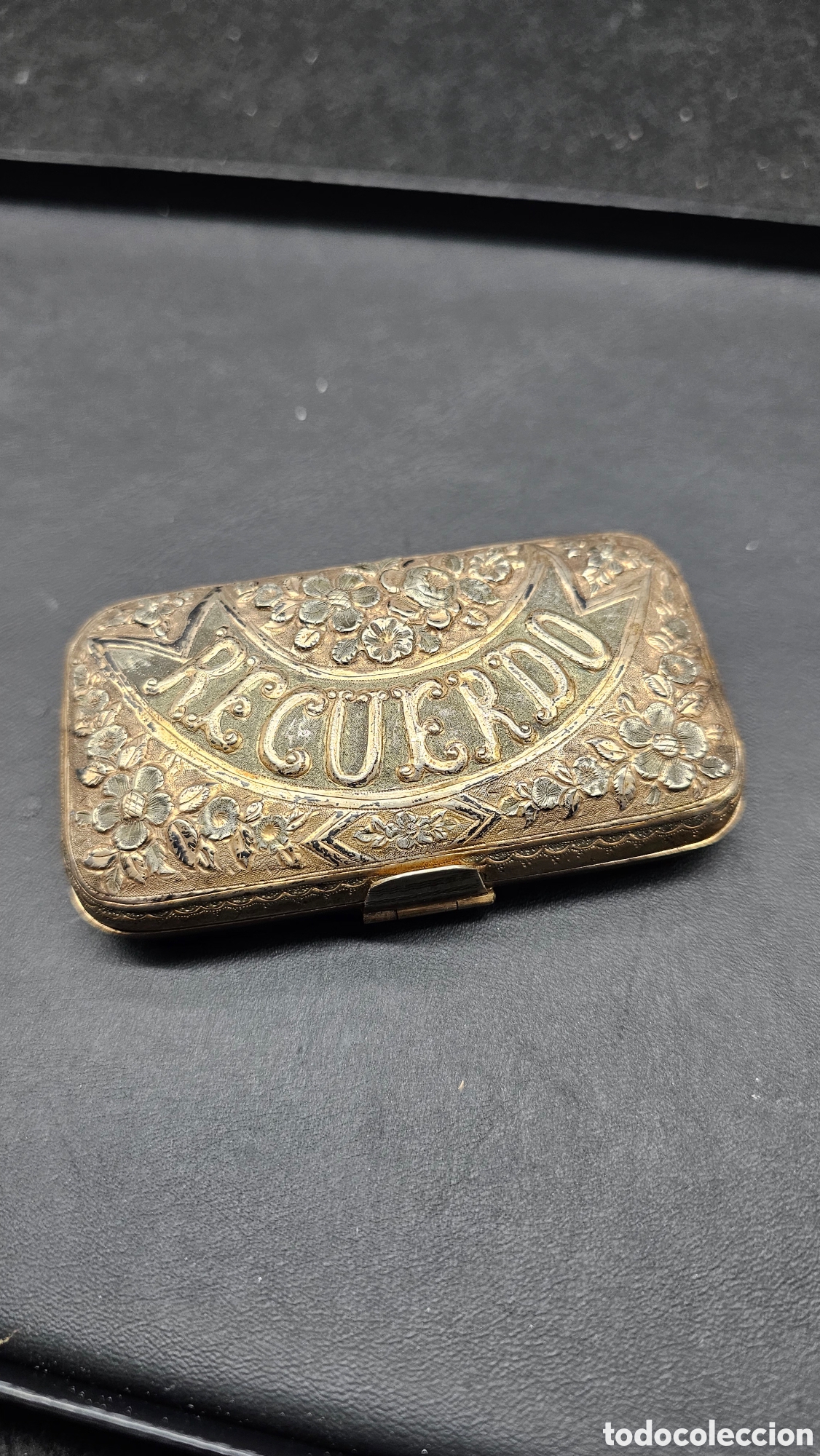 Antig&uuml;edades: Antiguo porta tarjetas de recuerdos de plata de ley