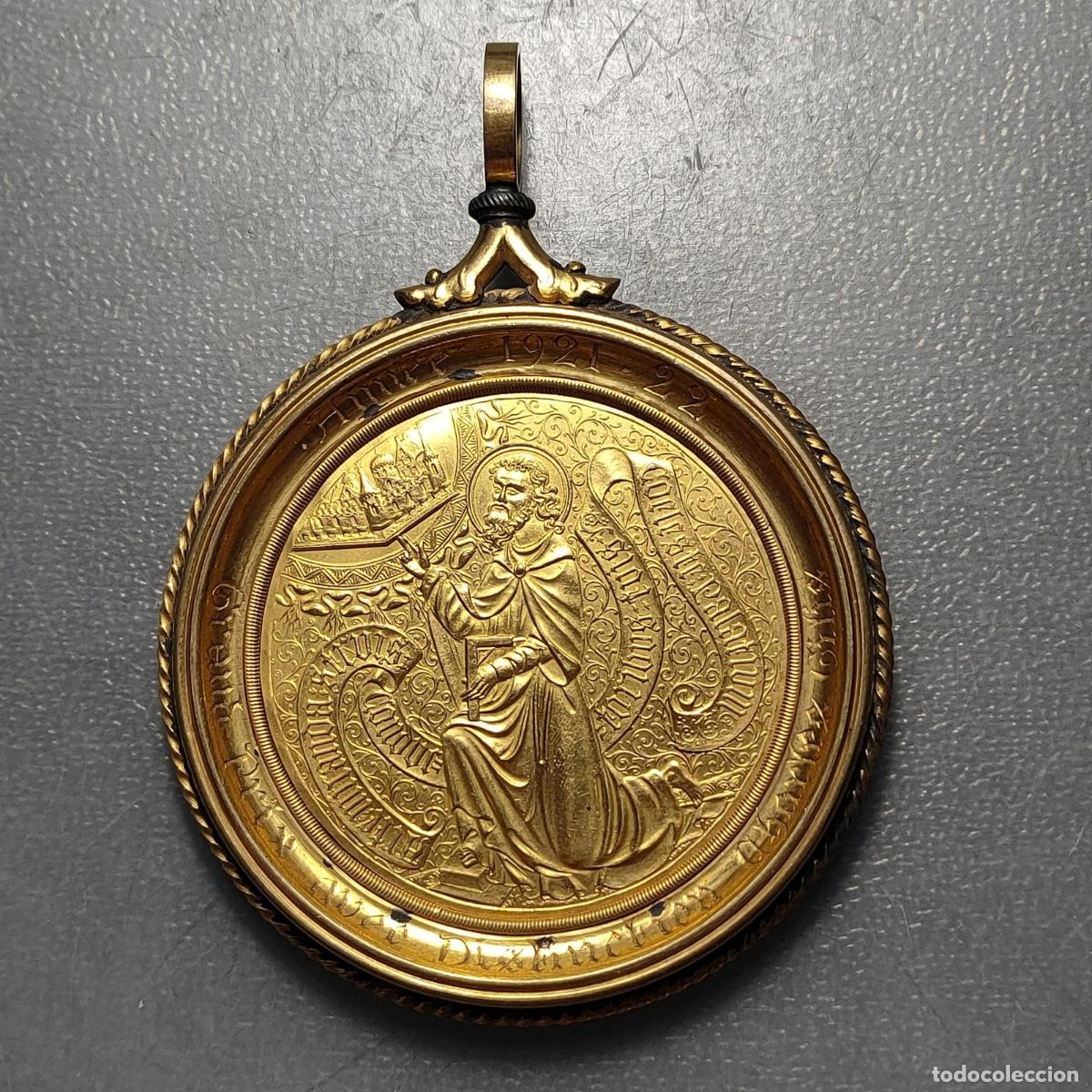 Antig&uuml;edades: MEDALLA RELIGIOSA MUY GRANDE 1922 BRUXELLES ESCUELA DE ARTE SAN LUCAS