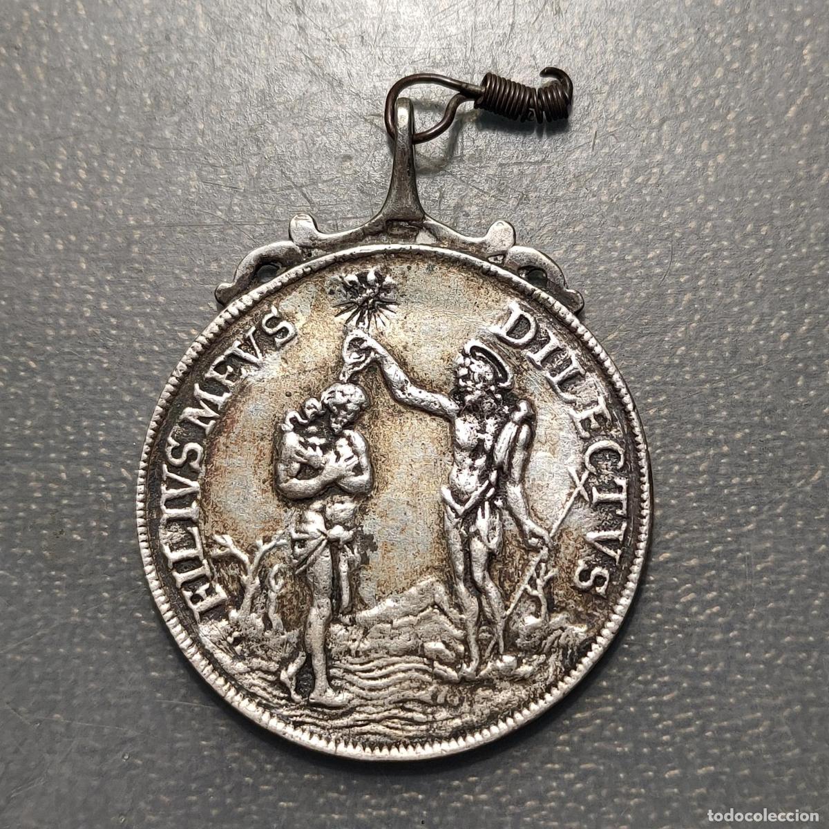 Antig&uuml;edades: MEDALLA RELIGIOSA ANTIGUA ITALIA SAN JUAN BAUTISMO JESUS MONOGRAMA AVE MARIA