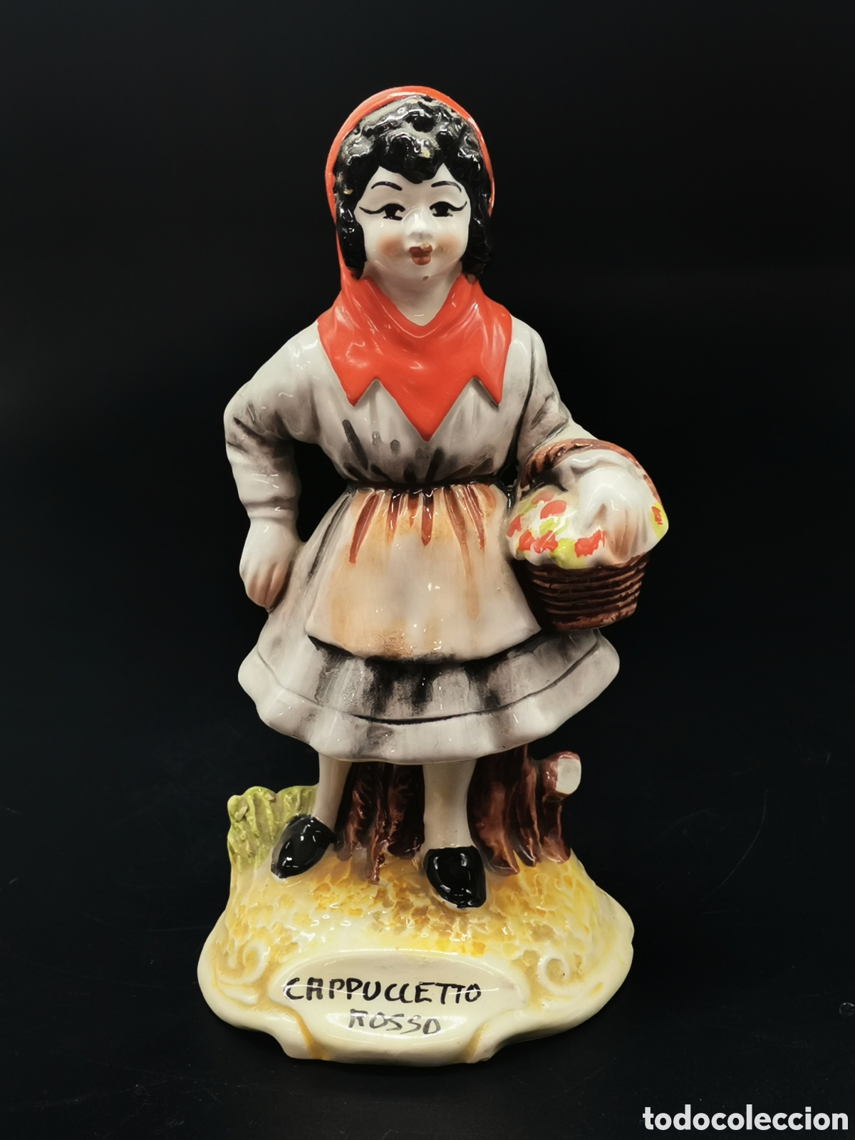 Antig&uuml;edades: FIGURA ANTIGUA DE PORCELANA ITALY REPRESENTACI&Oacute;N DE CAPERUCITA ROJA