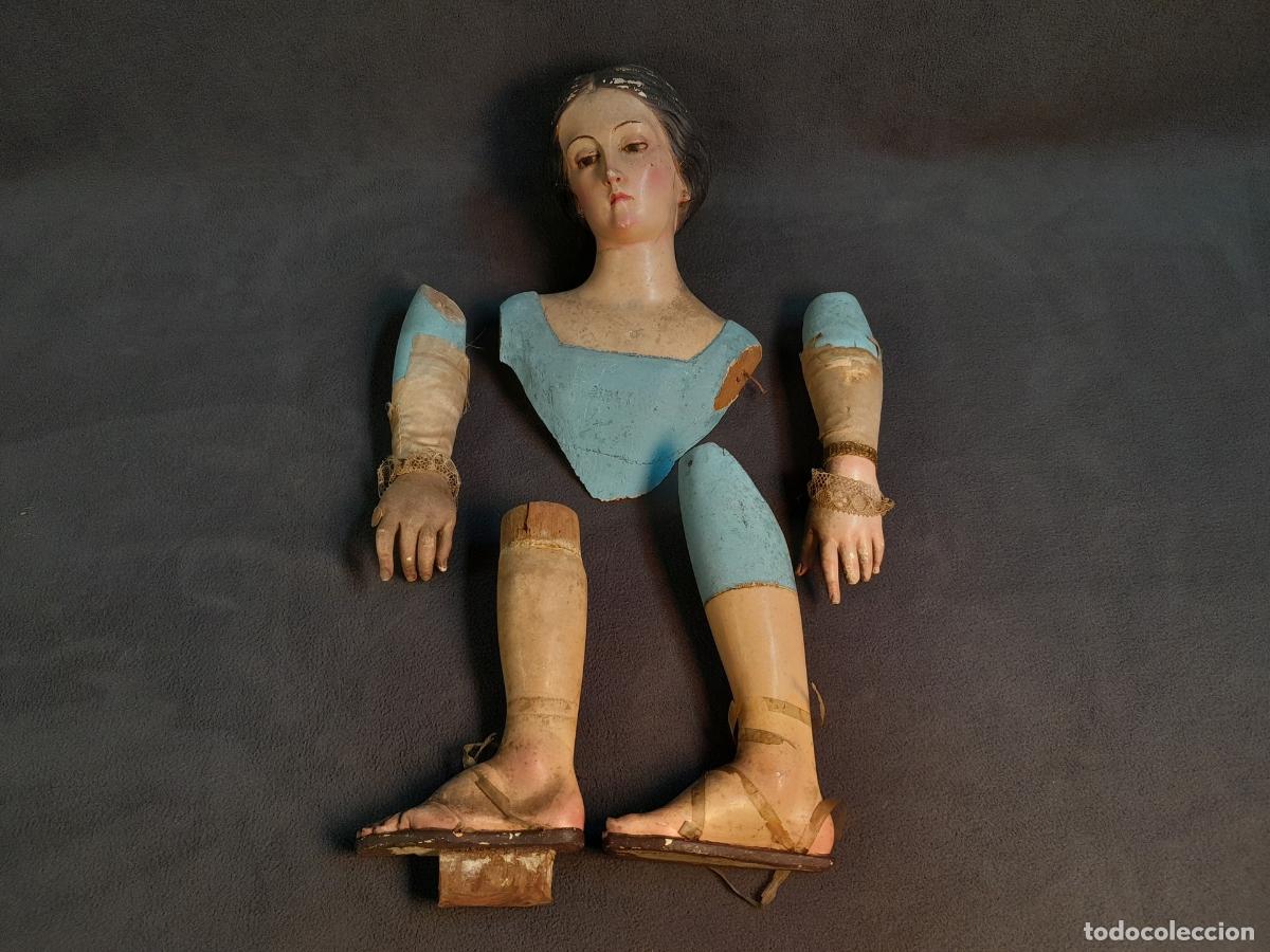 Antig&uuml;edades: CONJUNTO DE PIEZAS DE VIRGEN. CAPIPOTA.TALLADA EN MADERA POLICROMADA. FINALES S.XIX