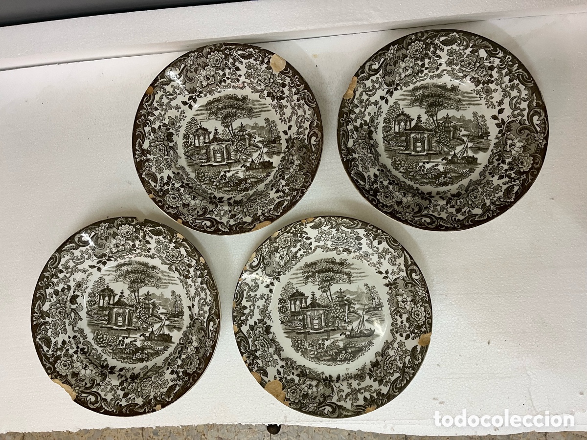 Antig&uuml;edades: 4 PLATOS SERIE VISTAS DE &ldquo;LA CARTUJA DE SEVILLA PICKMAN SA&rdquo; PRINCIPIOS S. XX