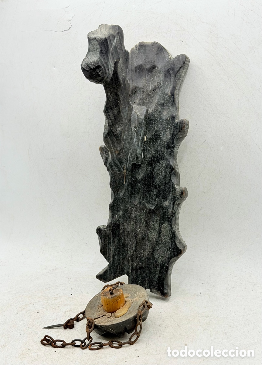 Antig&uuml;edades: Candelabro de G&aacute;rgola Tallada en Madera - Foto 2