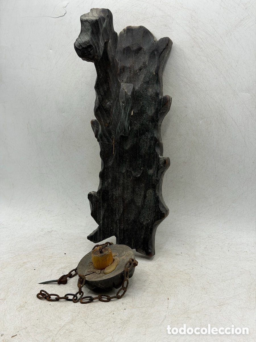 Antig&uuml;edades: Candelabro de G&aacute;rgola Tallada en Madera - Foto 3