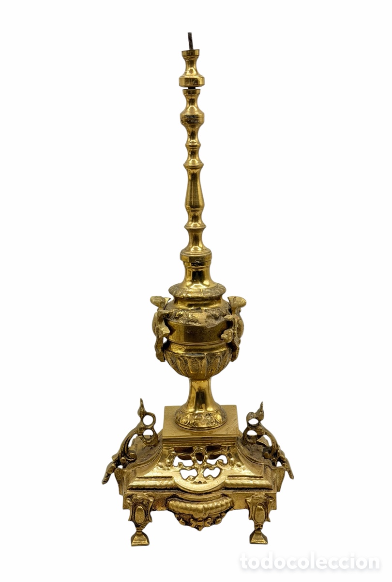Antiguidades: Antiguo Adorno Candelabro de Bronce Dorado