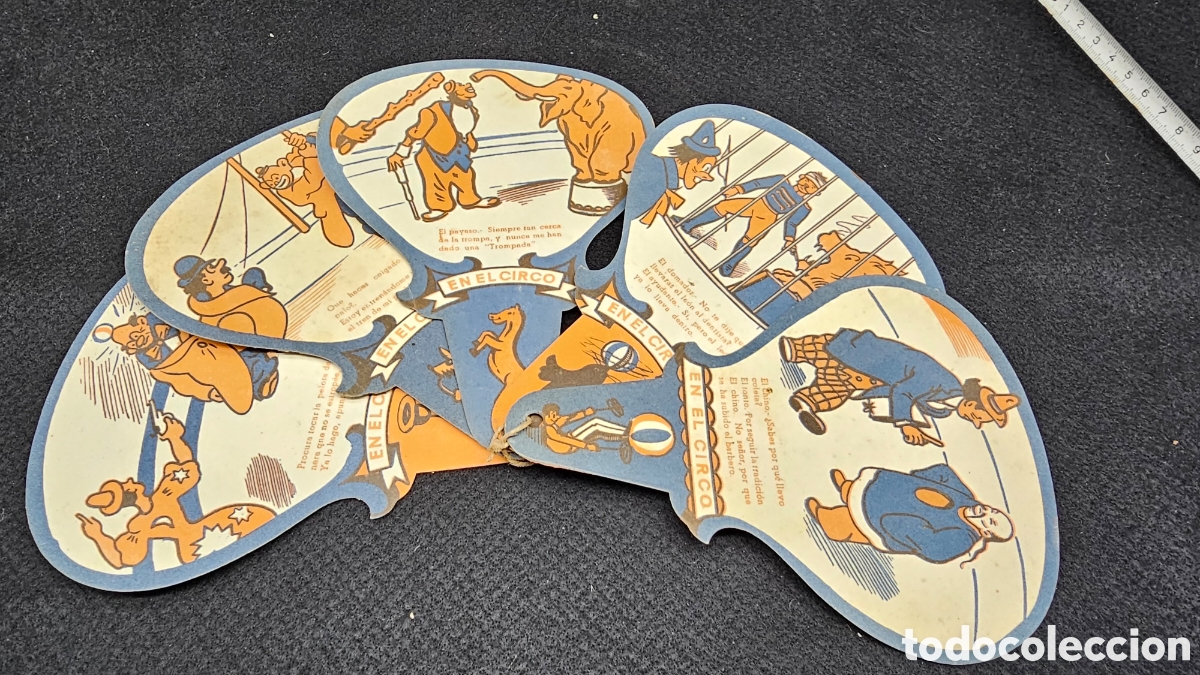 Antig&uuml;edades: Antiguo abanico de papel carton de colecci&oacute;n