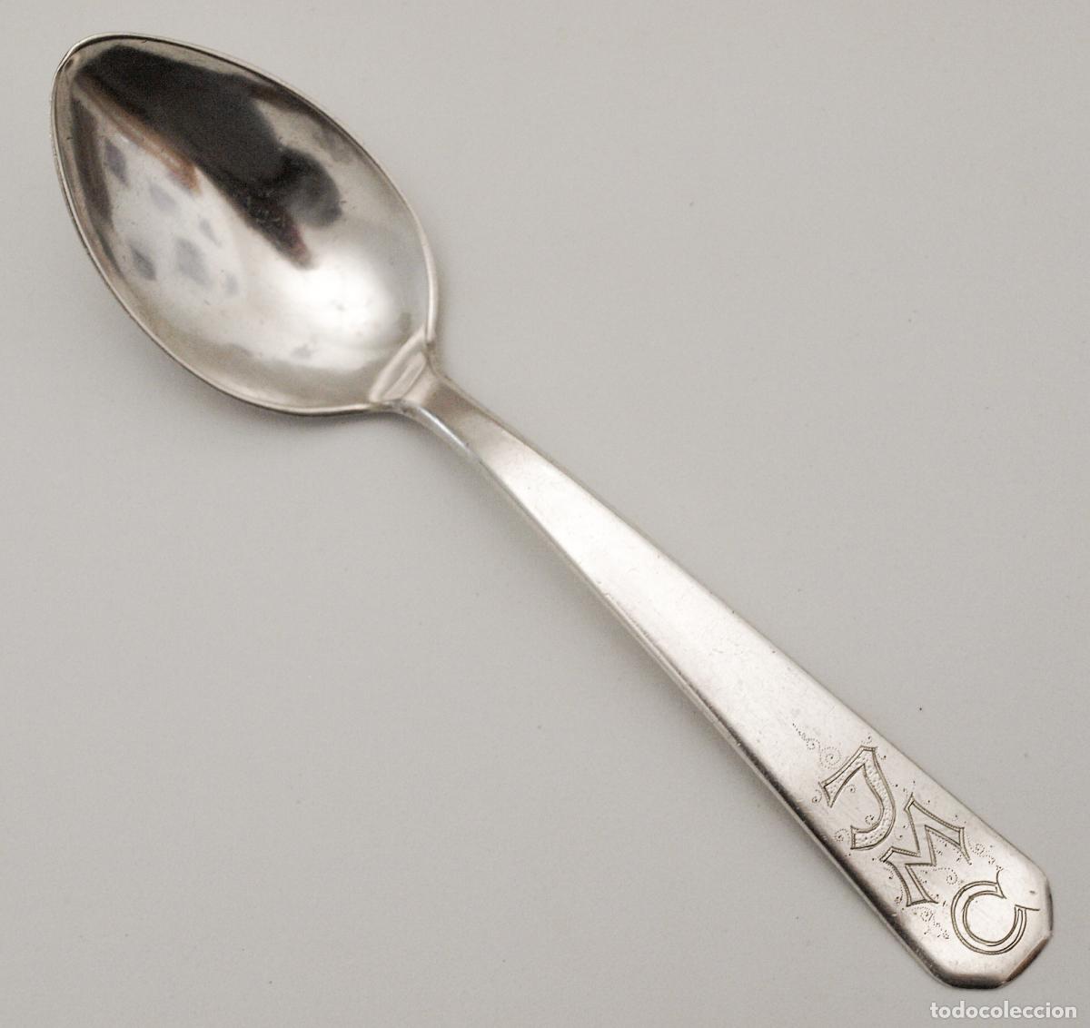 Antiquit&auml;ten: CUBIERTO, CUCHARA DE PLATA DE LEY CONTRASTADA. 56,5 GRAMOS. 19 CM LARGO. VER FOTOS Y DESCRIPCION
