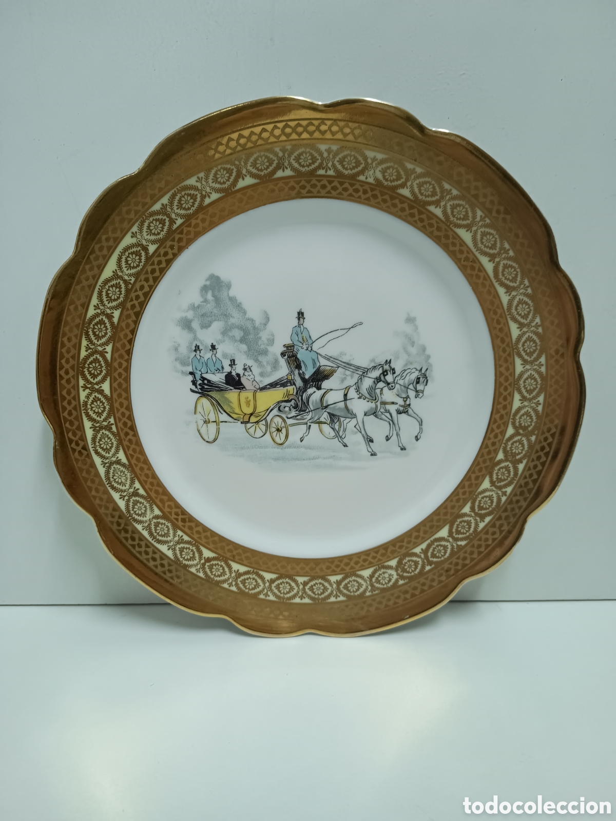 Antiguidades: PLATO DE PORCELANA LIMOGES - FRANCIA - PINTADO A MANO - CARRUAJE - 25cm