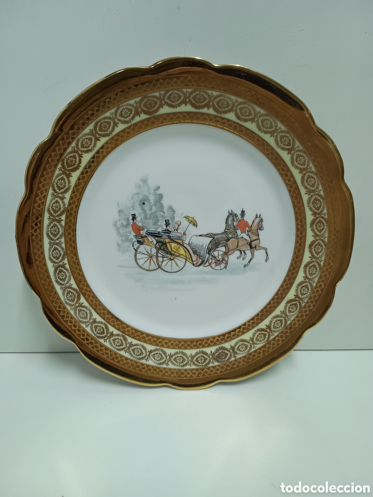 Antiguidades: PLATO DE PORCELANA LIMOGES - FRANCIA - PINTADO A MANO - CARRUAJE - 25cm