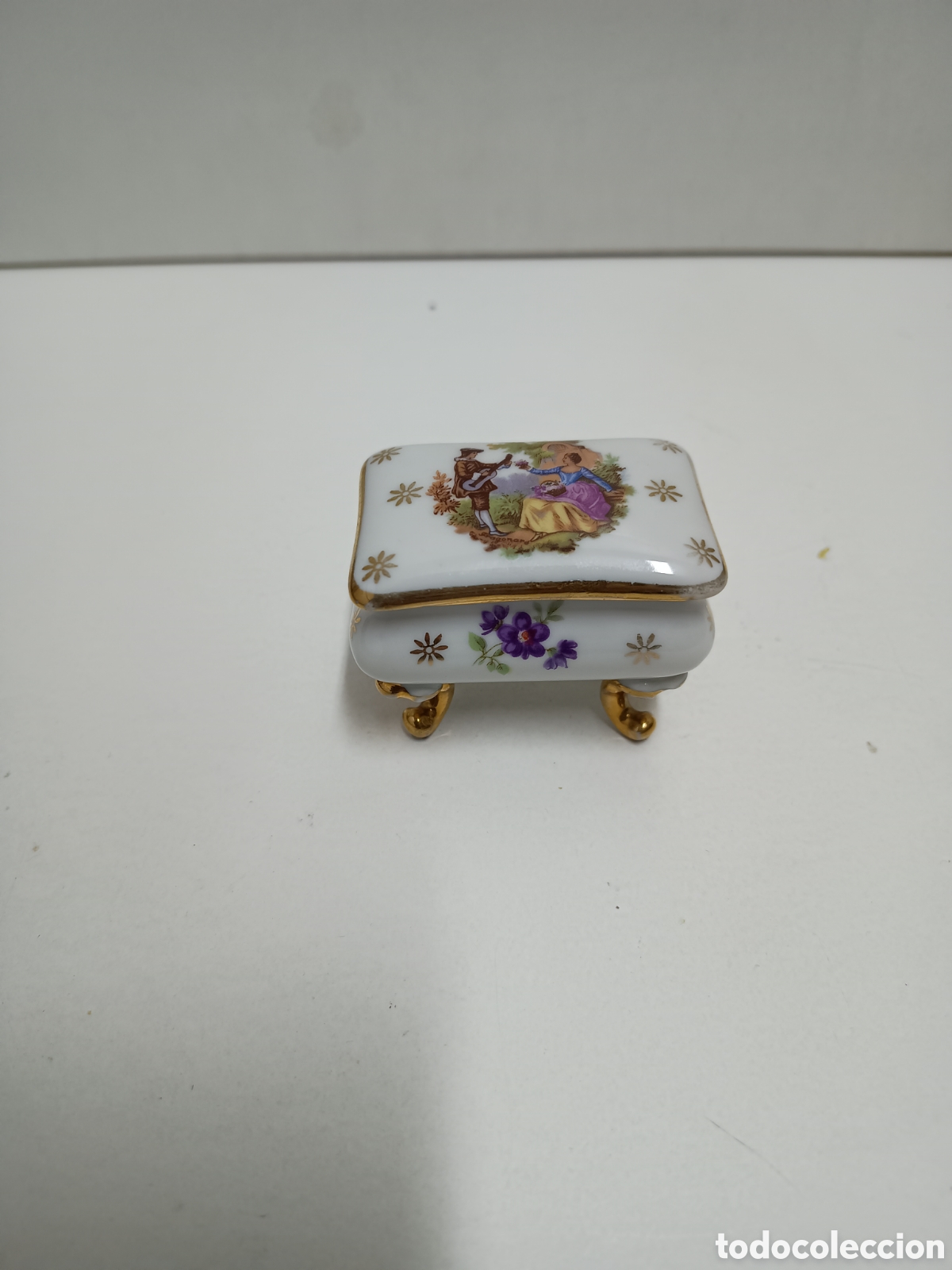 Antiques: CAJA DE PORCELANA DE LIMOGES PINTADA A MANO
