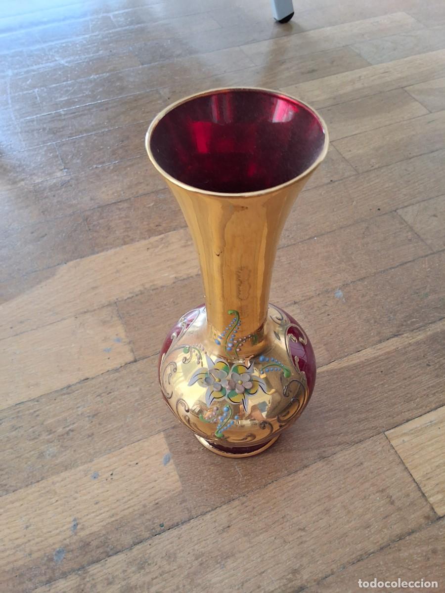 Antig&uuml;edades: Peque&ntilde;o jarron bohemia cristal rubi (858-2)