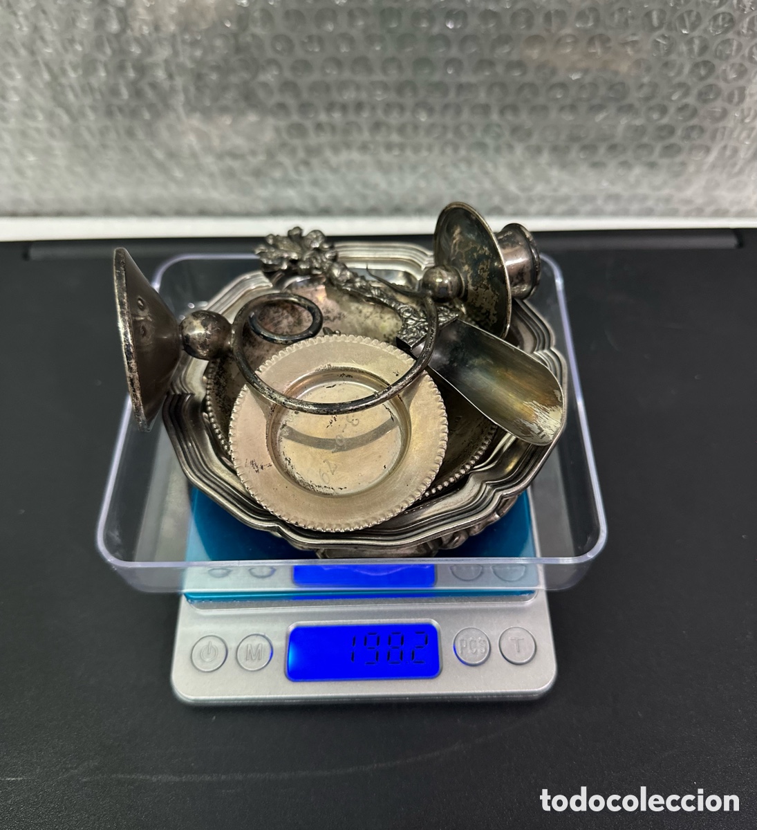 Antiquit&eacute;s: Lote de bandejas de plata antigua 198 gramos
