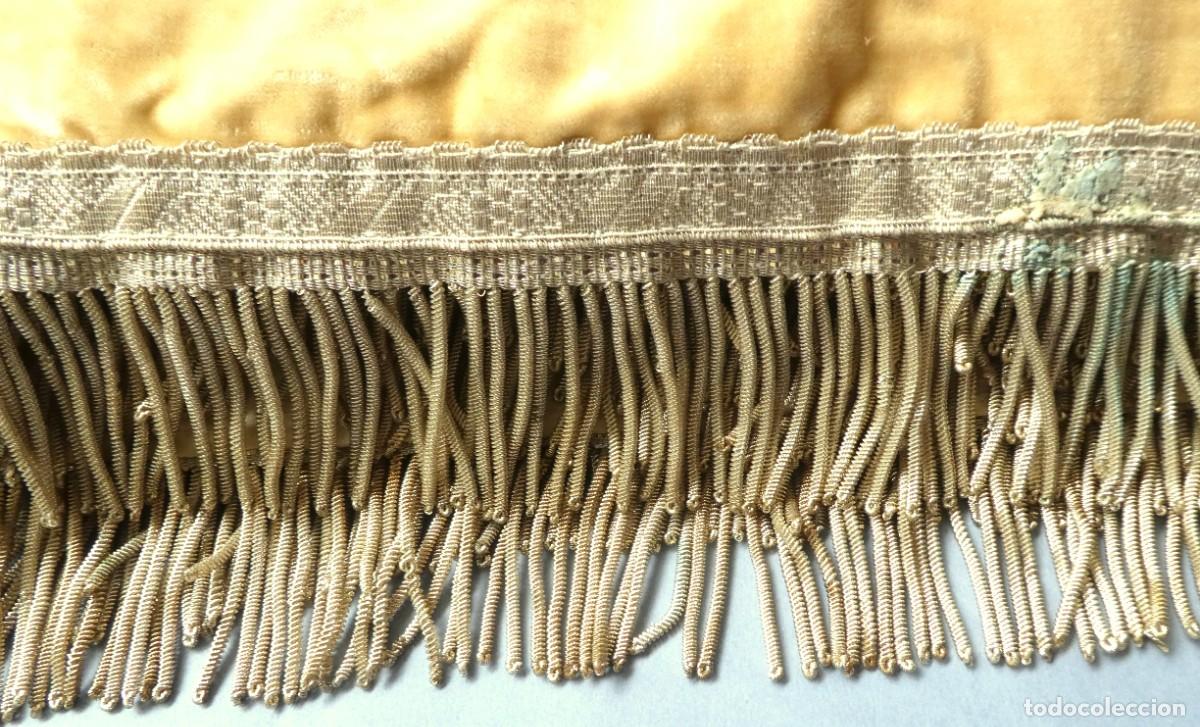 Antiques: ANTIGUO PEND&Oacute;N DE TERCIOPELO Y ENCAJE PLATA - 7 METROS DE FLECO PLATA PPIO.S.XX