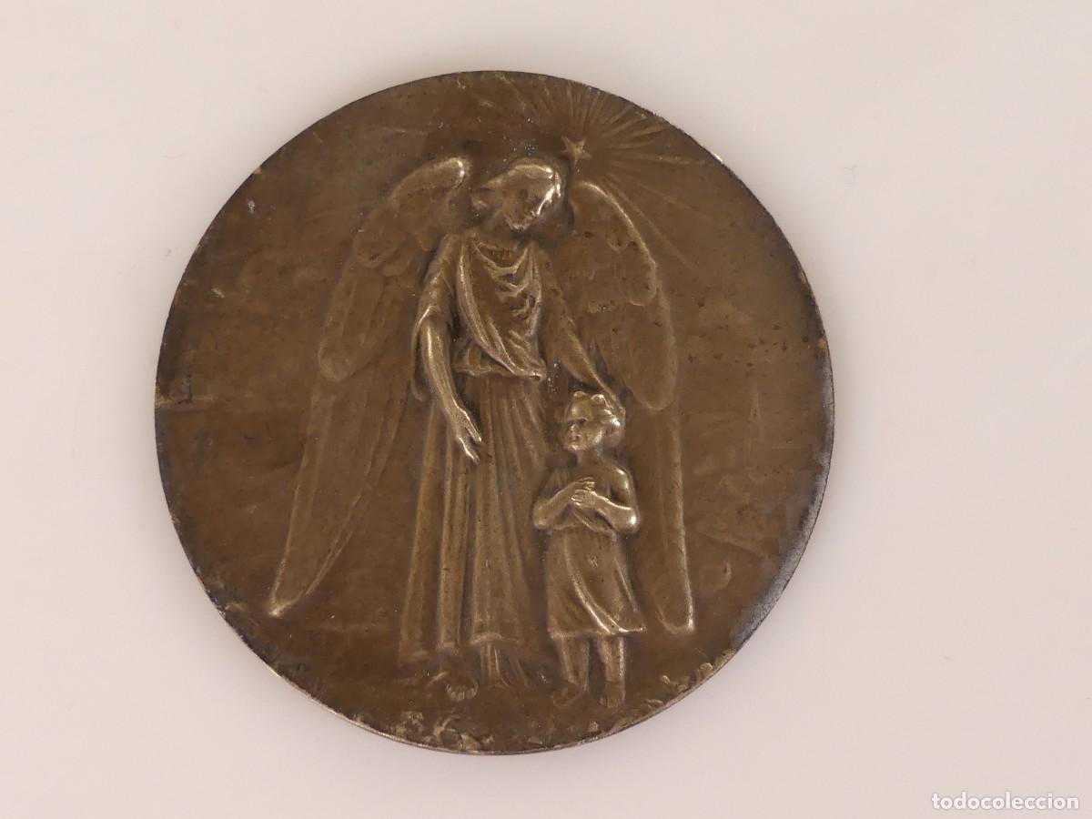 Oggetti Antichi: CHAPA PLAQUE DE METAL &ndash; ANGEL DE LA GUARDA