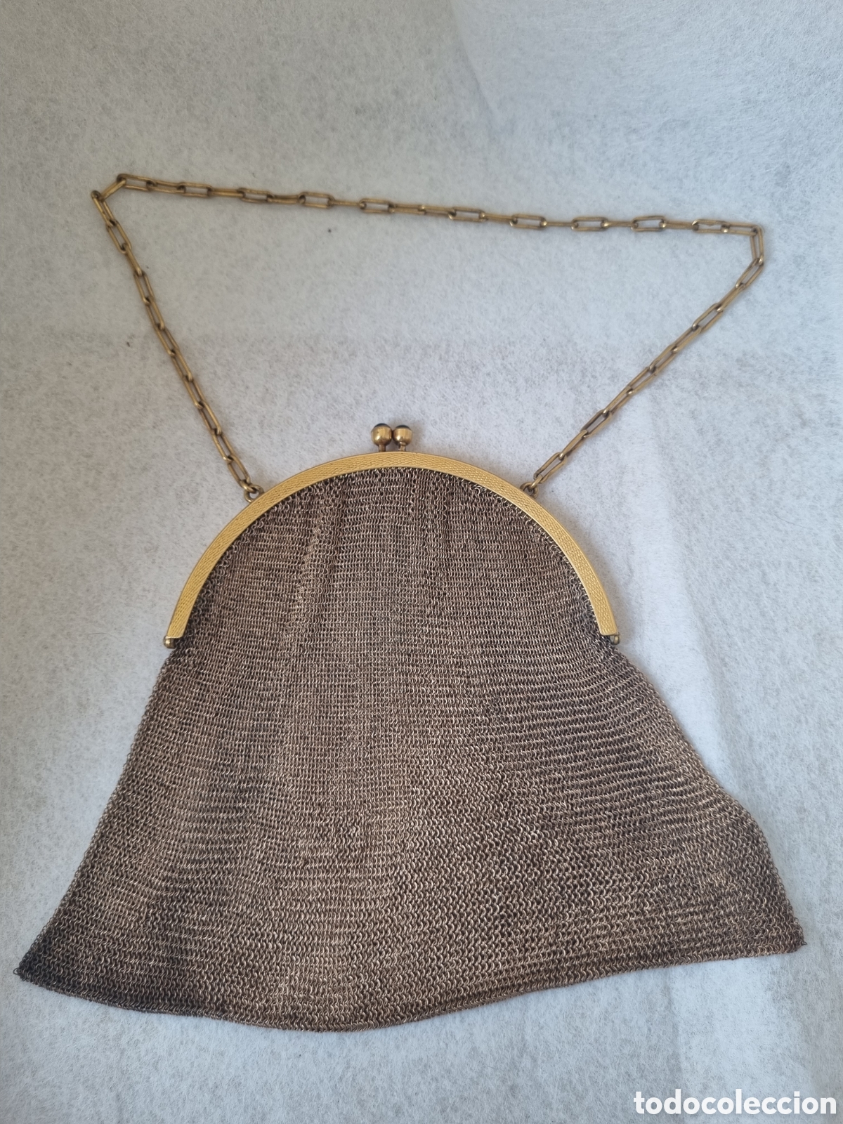 Antiques: Bolso de malla de metal con cierre de boquilla y cadena