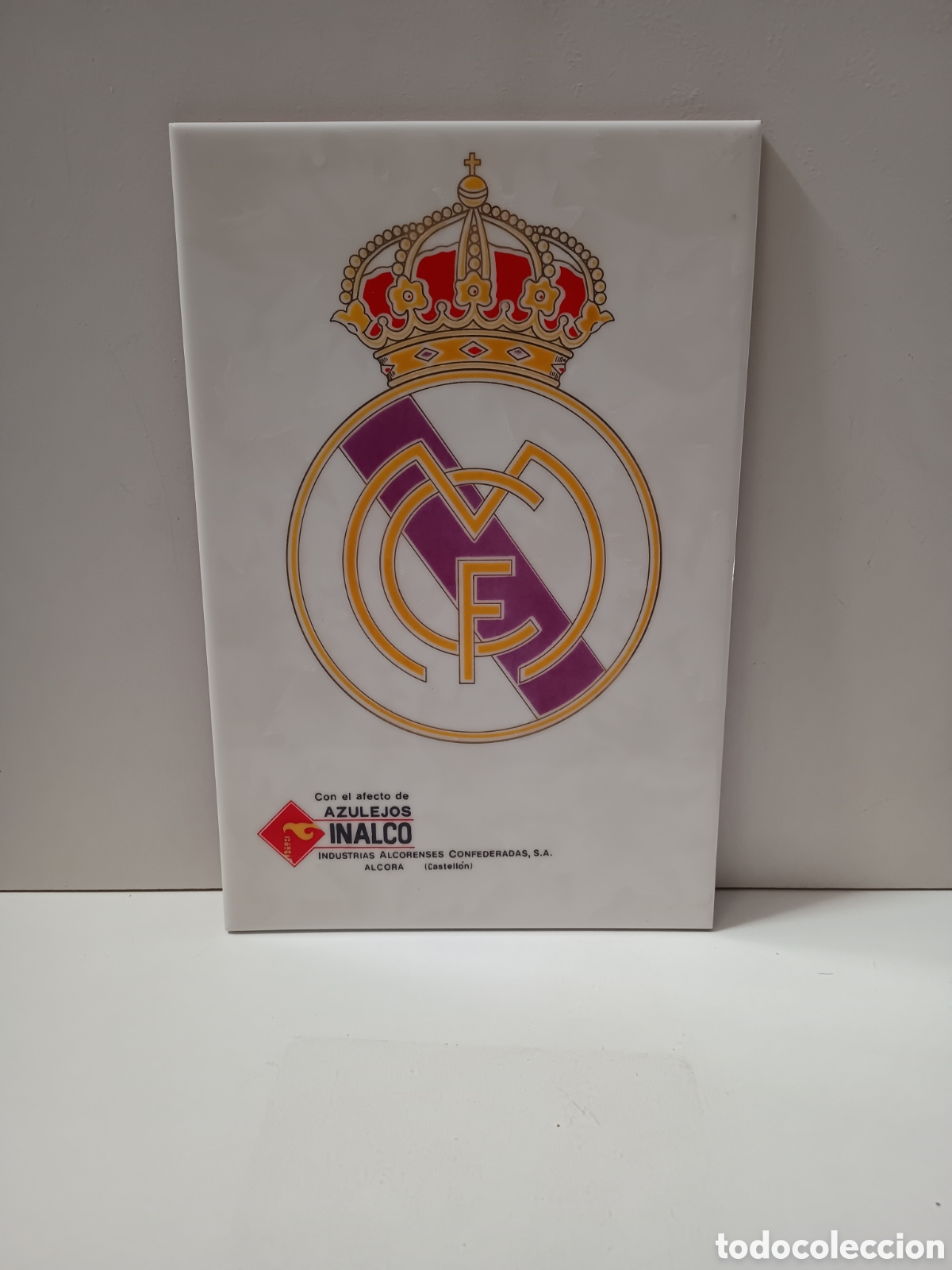Antig&uuml;edades: AZULEJOS INALCO - ESCUDO DEL REAL MADRID - ALCORA - 30x20cm