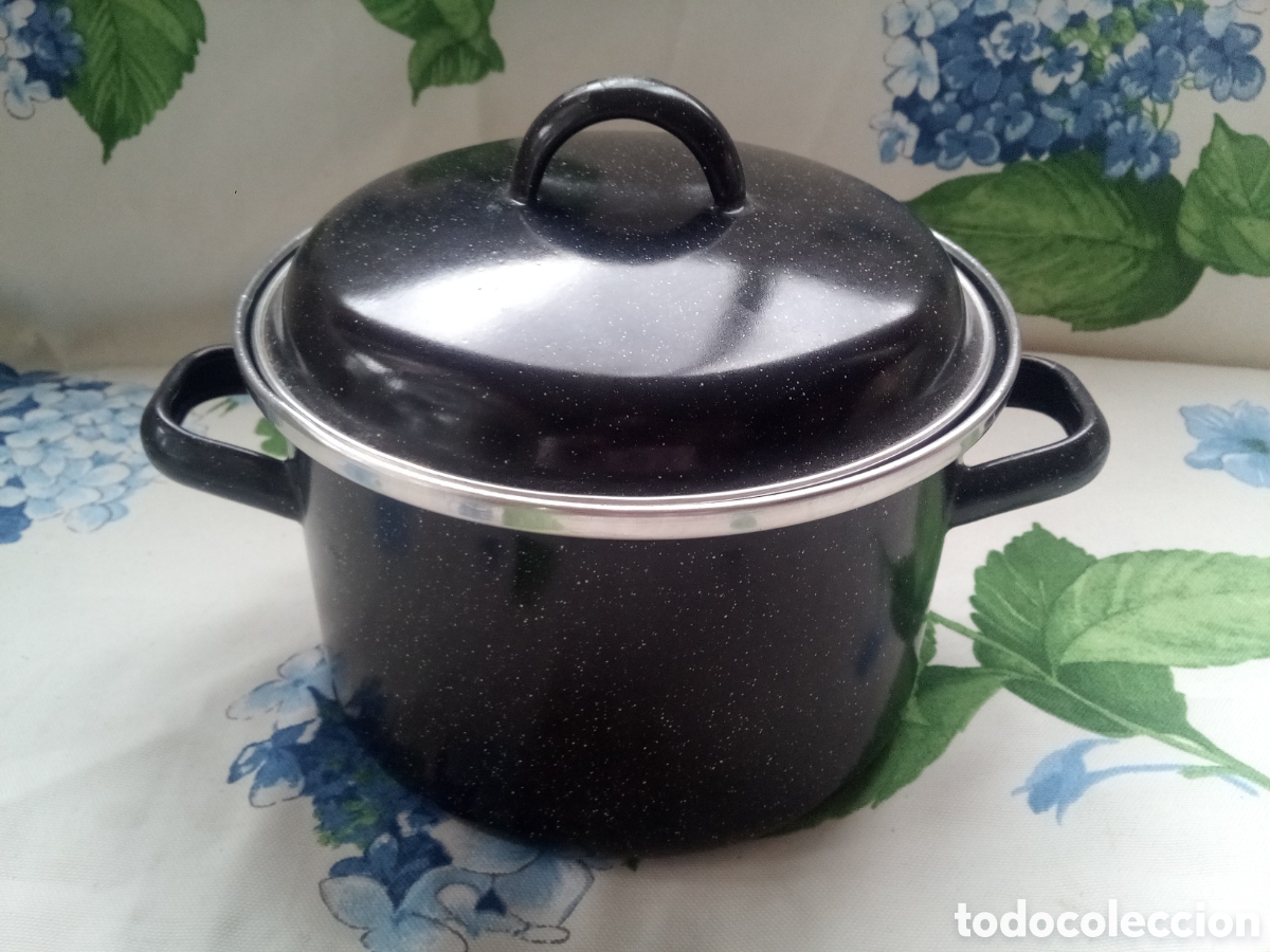 Antig&uuml;edades: OLLA MET&Aacute;LICA DE PORCELANA ESMALTADA - PUCHERO - CAZUELA