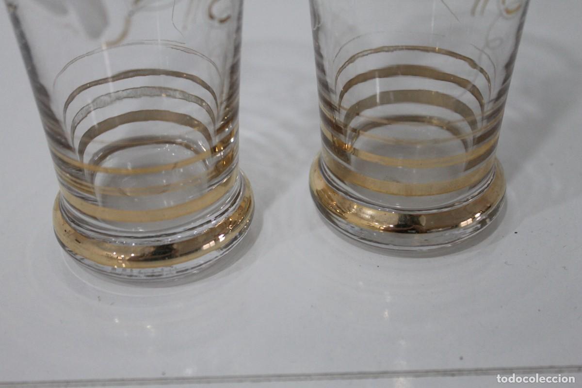 Antig&uuml;edades: 2 VASOS CRISTAL PINTADO A MANO - Foto 6