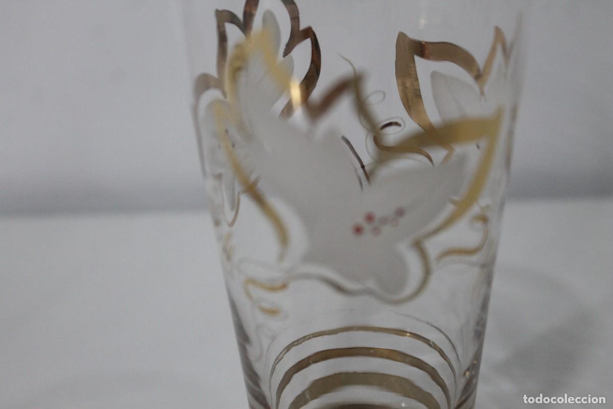 Antig&uuml;edades: 2 VASOS CRISTAL PINTADO A MANO - Foto 10