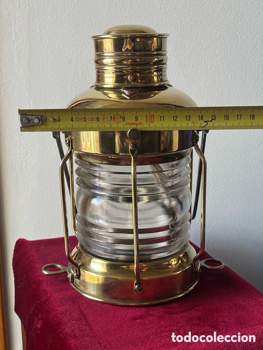 Antiguidades: ANTIGUO FAROL DE ANCLA DE BARCO DE LAT&Oacute;N