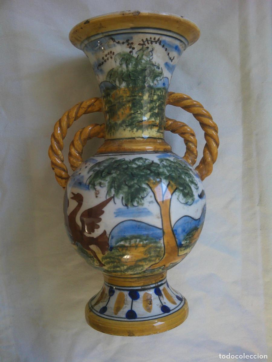 Antiquit&eacute;s: JARRO DE DOBLE ASA EN CERAMICA DE TALAVERA