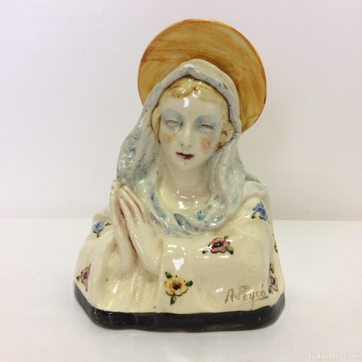 Oggetti Antichi: Figura de Porcelana - Virgen de Antonio Peyro (18cm)