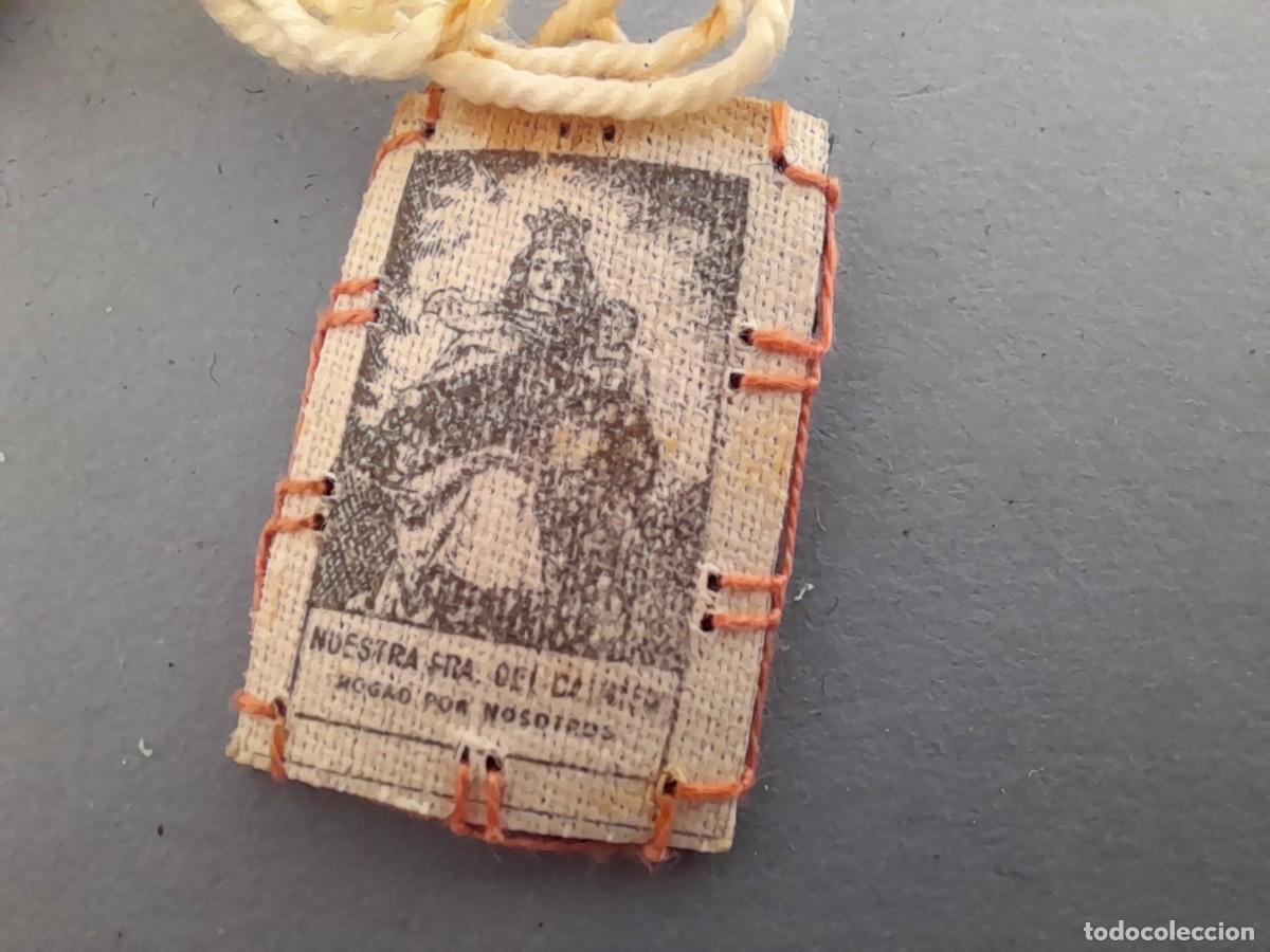 Antig&uuml;edades: mini escapulario ntra sra del carmen, 2x3cm aprox - Foto 3