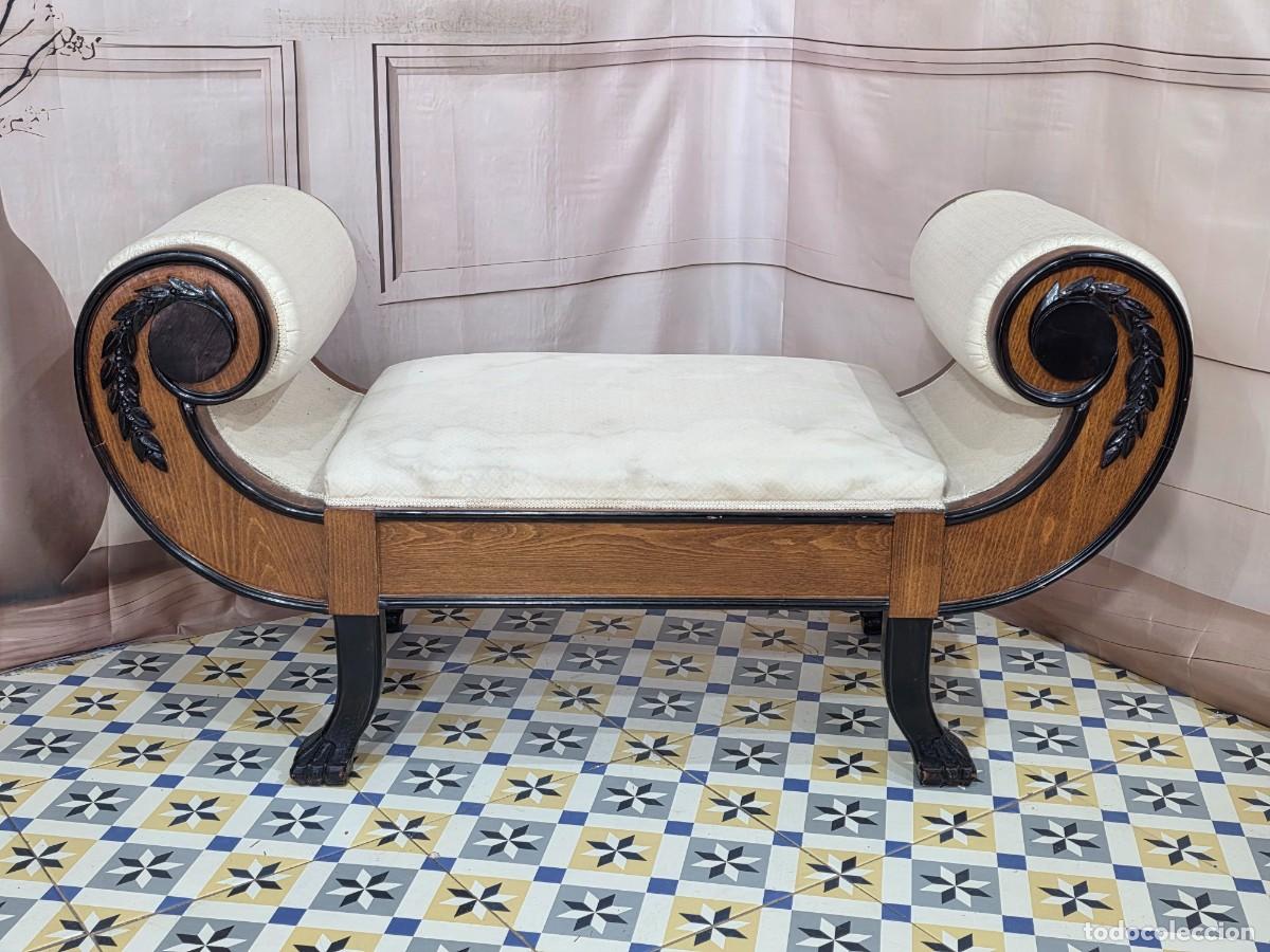 Antig&uuml;edades: Banqueta o sill&oacute;n antiguo de estilo Imperio Regency
