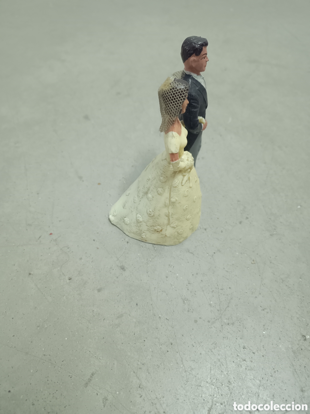 Antig&uuml;edades: PAREJA DE NOVIOS DE CELULOIDE - PASTEL DE BODAS - Foto 4