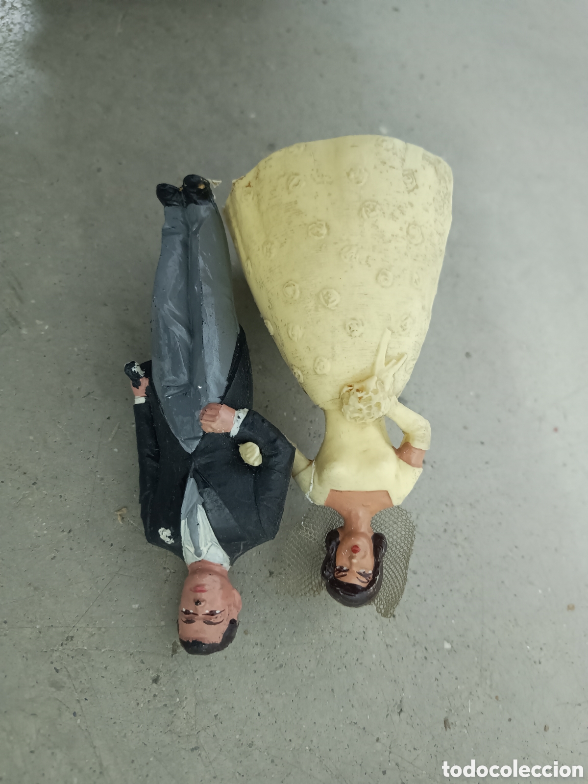 Antig&uuml;edades: PAREJA DE NOVIOS DE CELULOIDE - PASTEL DE BODAS - Foto 7
