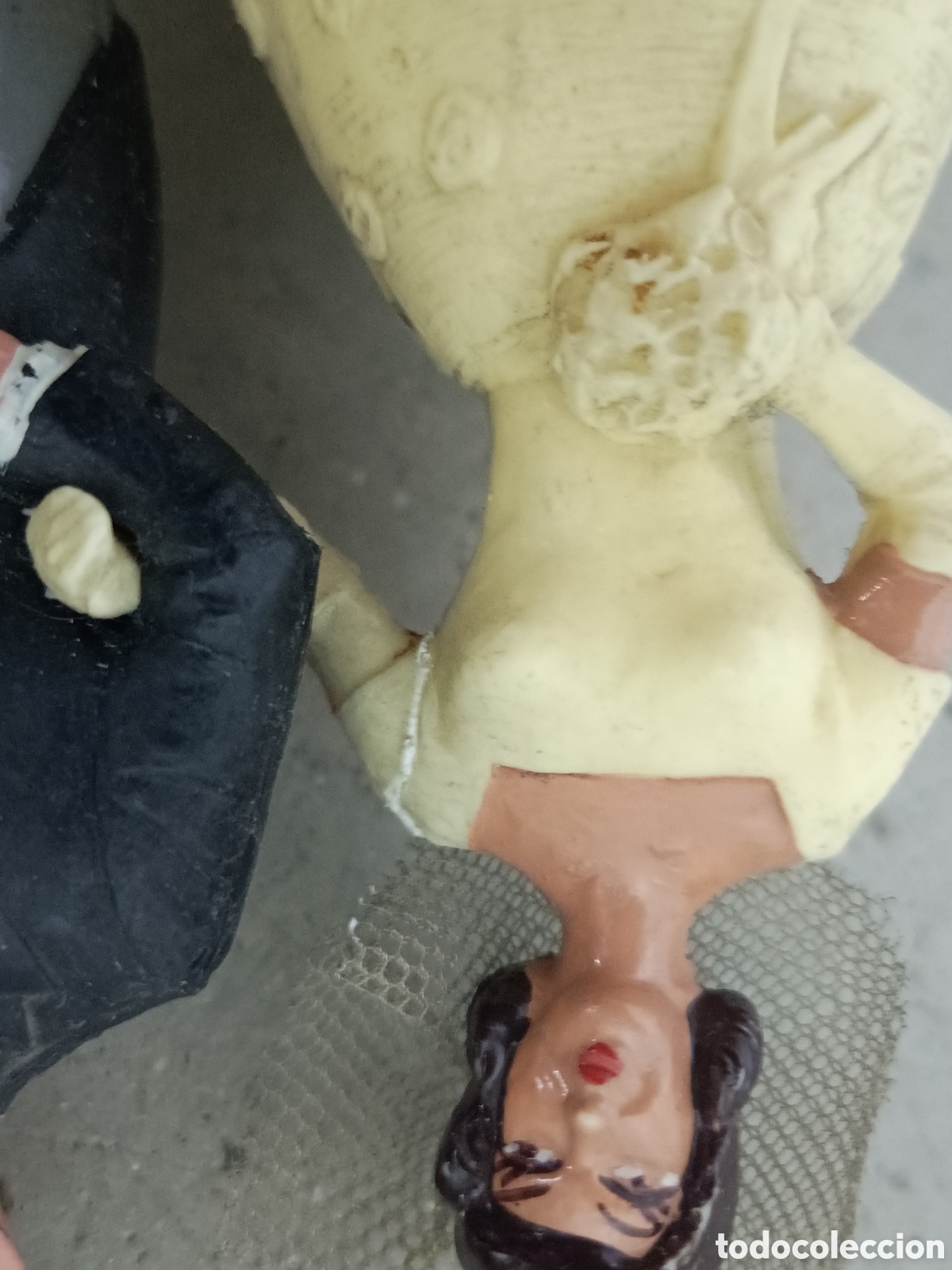 Antig&uuml;edades: PAREJA DE NOVIOS DE CELULOIDE - PASTEL DE BODAS - Foto 8